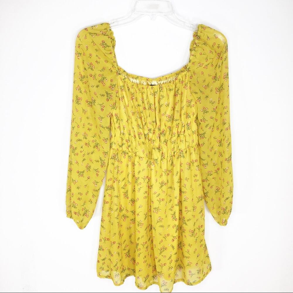 Nasty Gal Collection Womens Size 4 Retro Pansy Yellow Floral Mini Dress‎ Boho